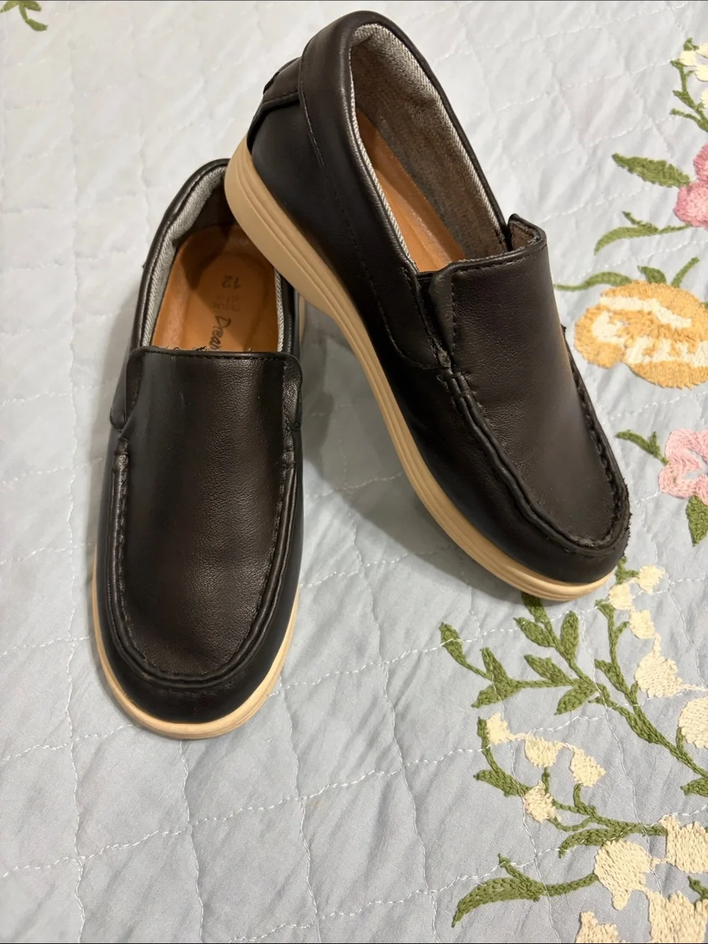 Dream Pairs Boys PreOwned Black SlipOn Loafers Faux Leather Size 12